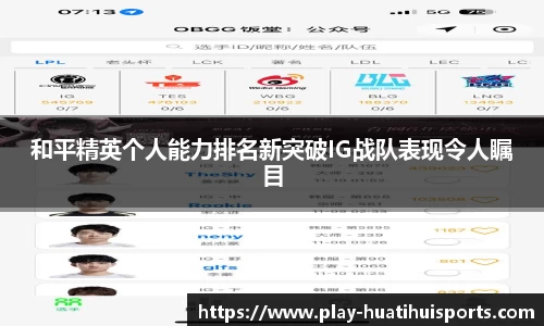 和平精英个人能力排名新突破IG战队表现令人瞩目